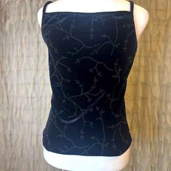 Harold's Black Velvet Scoop Neck Beaded Camisole | Women's Size Small - Picture 6 of 7